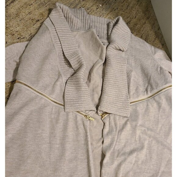Dress Barn Woman XL Open Front Asymmetrical Hem Cardigan Sweater Zipper Accent - Picture 5 of 15